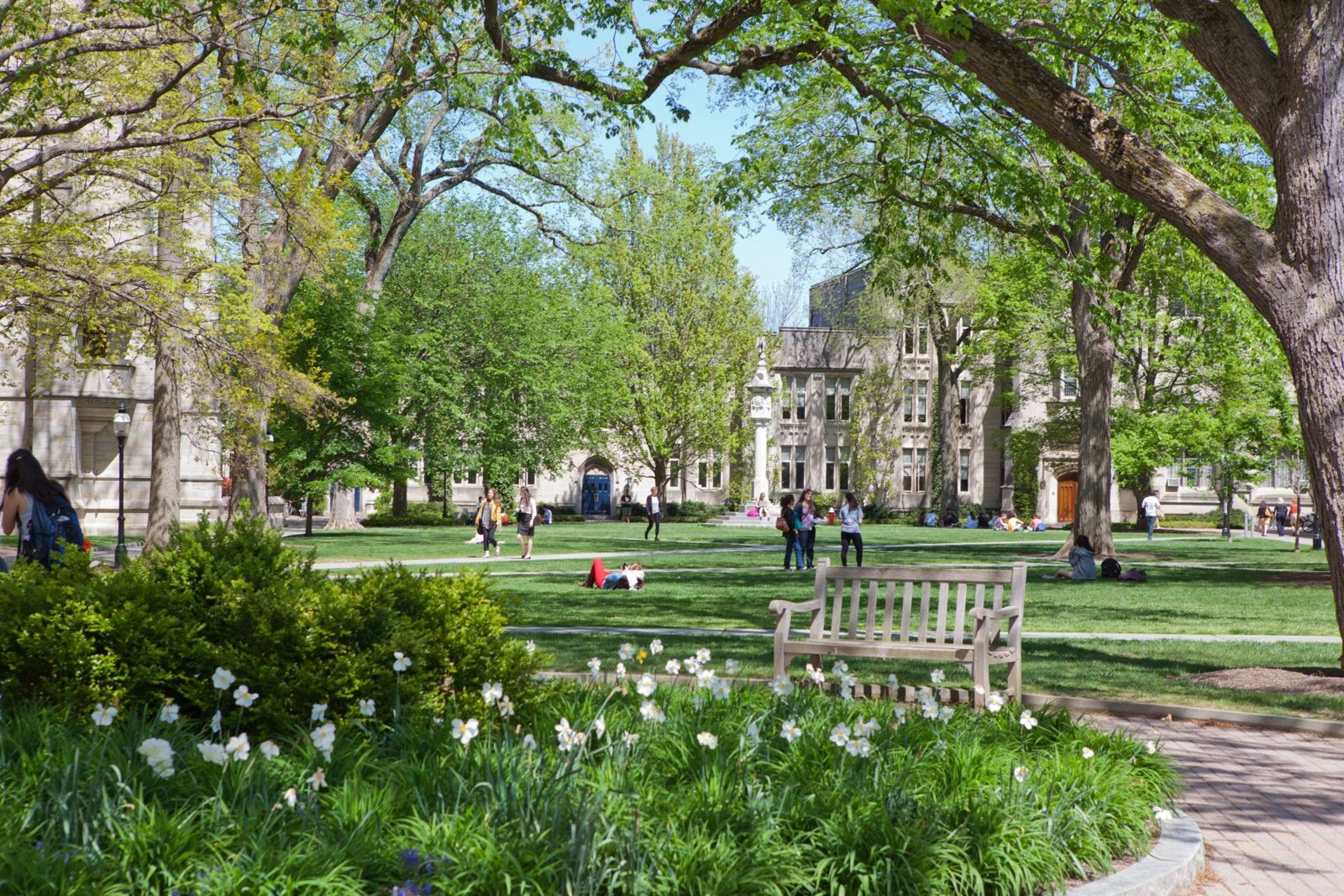 Gothic architecture and spring greenery on Princeton’s campus
